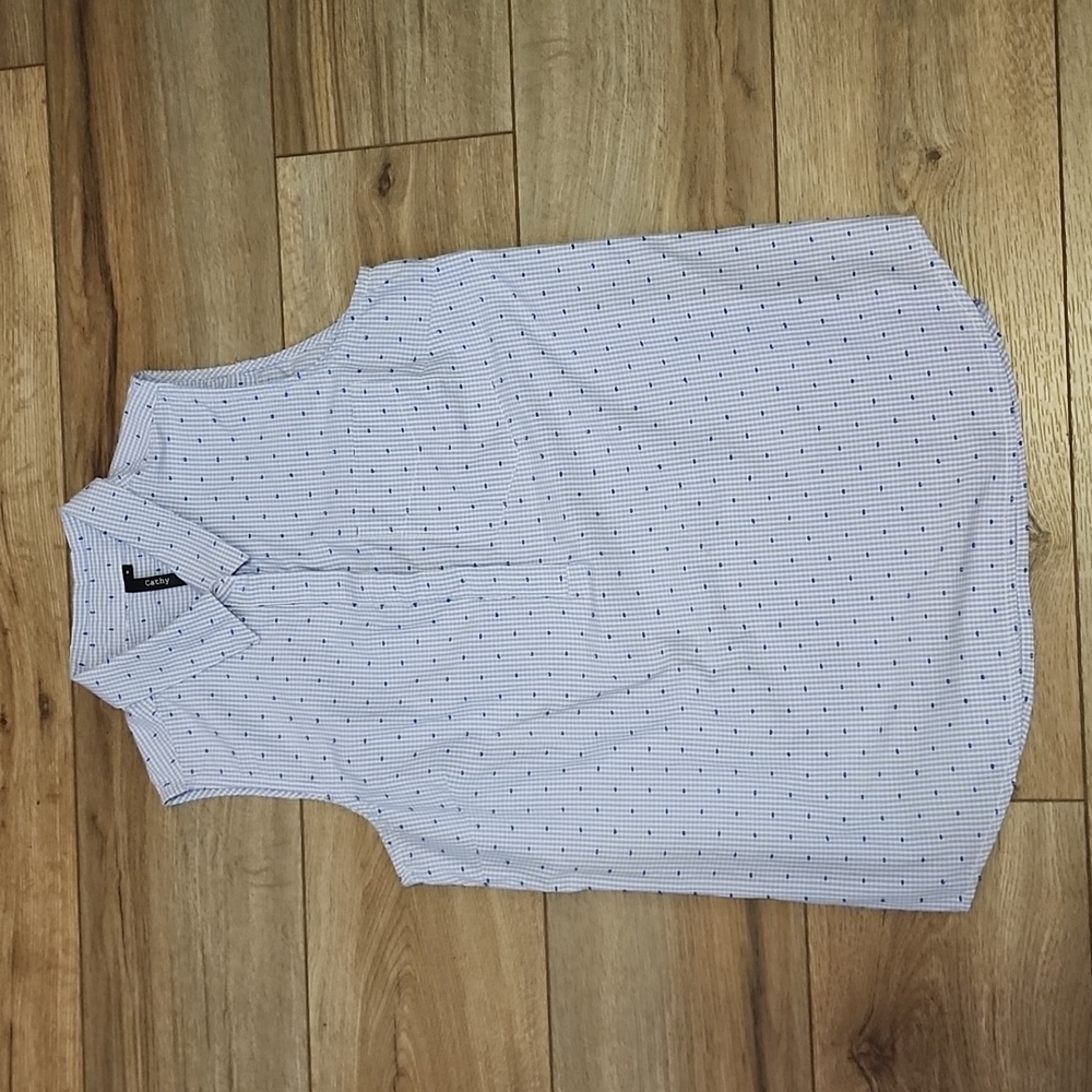 Cathy Sleeveless Top with Swiss Dot Detail sz S